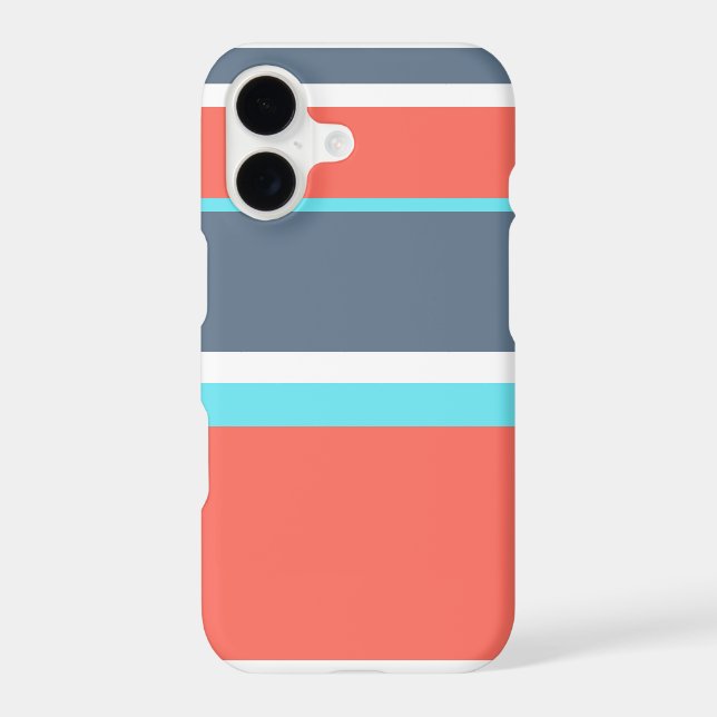 Living coral, blue and grey stripes (Back)