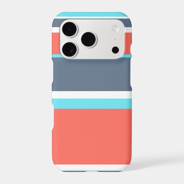 Living coral, blue and grey stripes (Back)