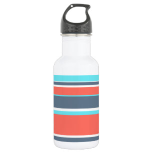 Living coral, blue and grey stripes 532 ml water bottle
