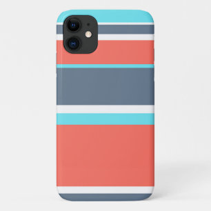Living coral, blue and grey stripes Case-Mate iPhone case