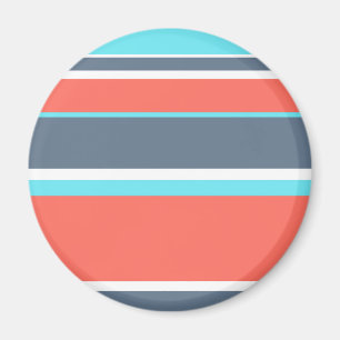 Living coral, blue and grey stripes magnet