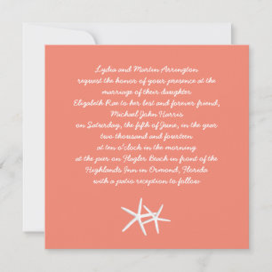 Living Coral Casual Beach Wedding Invitation