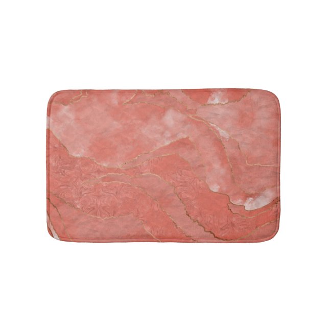 Living Coral  - Colour of the year - Abstract Bath Mat (Front)