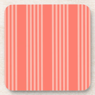 Living coral five stripes pattern coaster