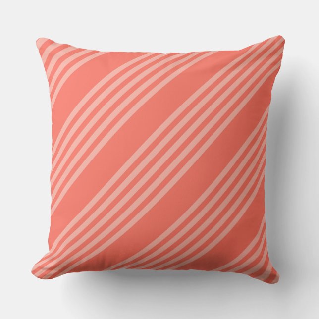 Living coral five stripes pattern cushion (Front)