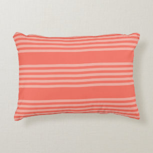 Living coral five stripes pattern decorative cushion