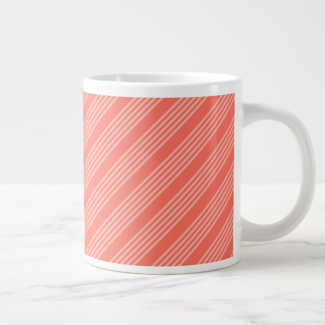Living coral five stripes pattern large coffee mug (Right)