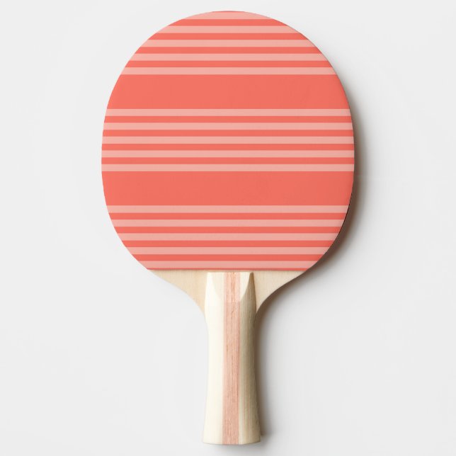 Living coral five stripes pattern ping pong paddle (Front)