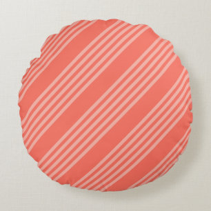 Living coral five stripes pattern round cushion