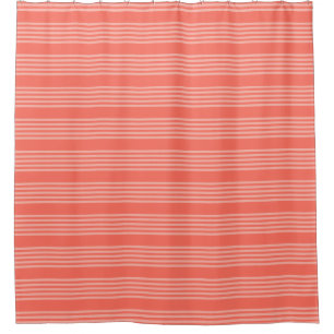 Living coral five stripes pattern shower curtain