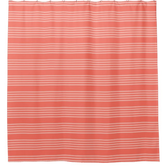 Living coral five stripes pattern shower curtain (Front)