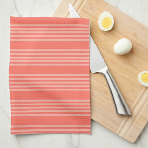 Living coral five stripes pattern tea towel