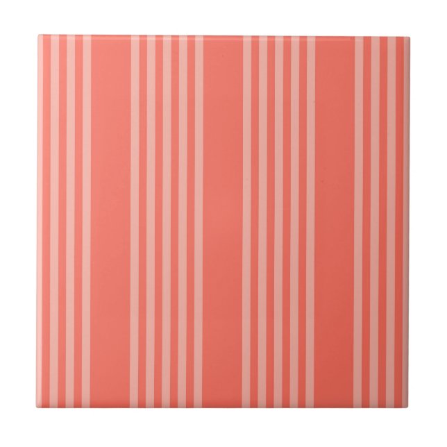 Living coral five stripes pattern tile (Front)