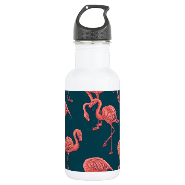 Living coral flamingo pattern 532 ml water bottle (Front)