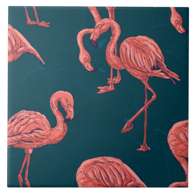 Living coral flamingo pattern tile (Front)