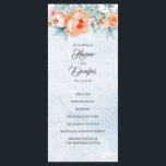 Living Coral Floral Elegant Wedding Programs Programme<br><div class="desc">Floral dusty blue wedding programs</div>