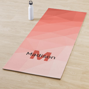 Living coral geometric mesh ombre pattern Monogram Yoga Mat