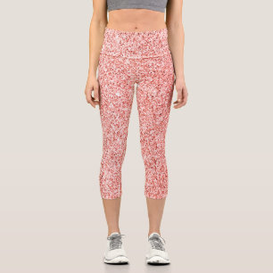 Living coral light glitter Sparkles Capri Leggings