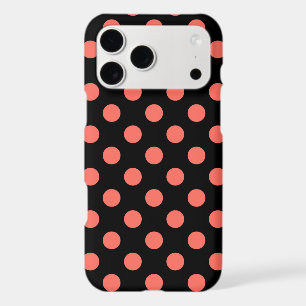 Living coral polka dots on black