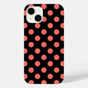 Living coral polka dots on black Case-Mate iPhone 14 case