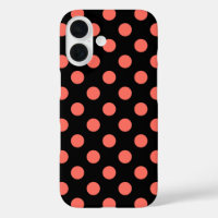 Living coral polka dots on black