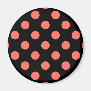 Living coral polka dots on black magnet
