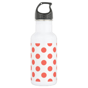 Living coral polka dots on white 532 ml water bottle