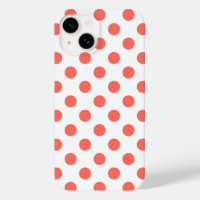Living coral polka dots on white