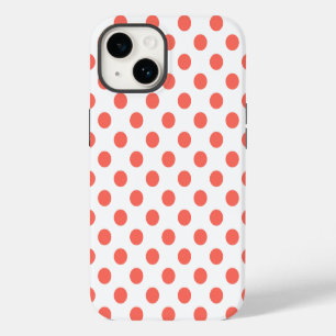 Living coral polka dots on white iPhone 14 case
