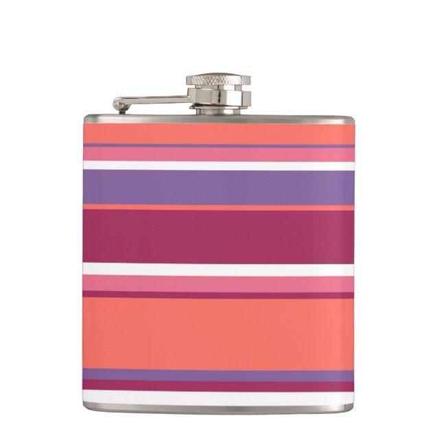 Living coral, red and violet hip flask (Front)