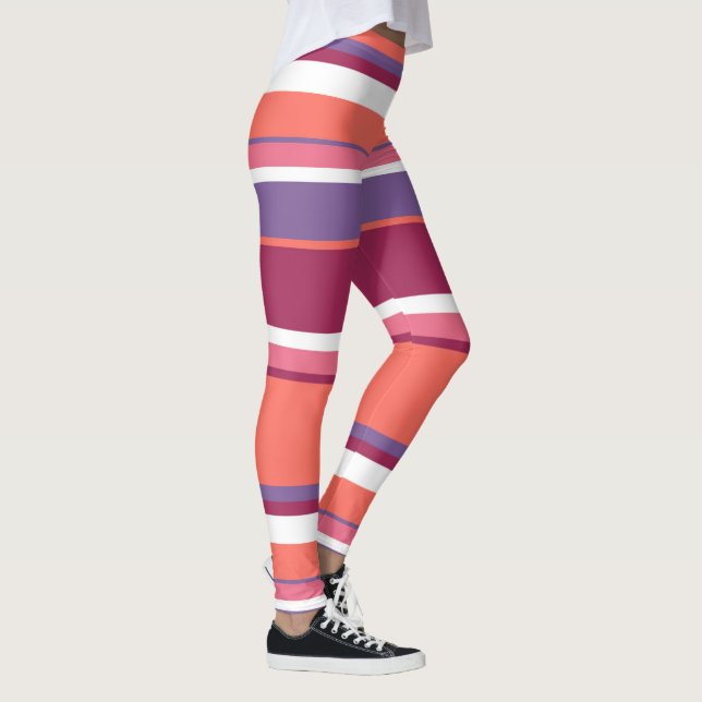 Living coral, red and violet leggings (Right)