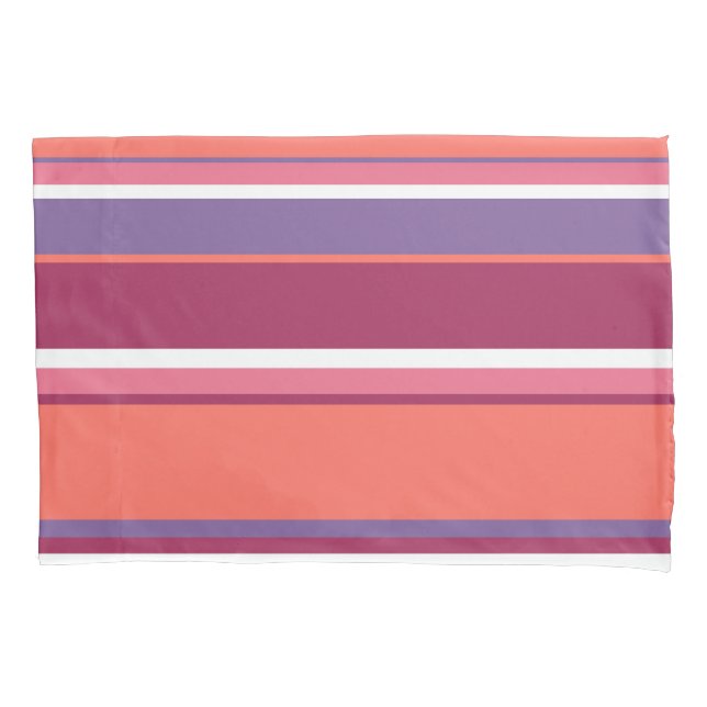 Living coral, red and violet pillowcase (Front)