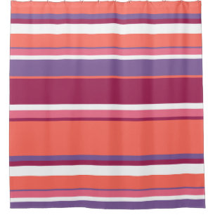 Living coral, red and violet shower curtain