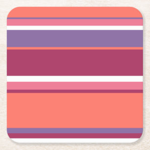 Living coral, red and violet square paper coaster