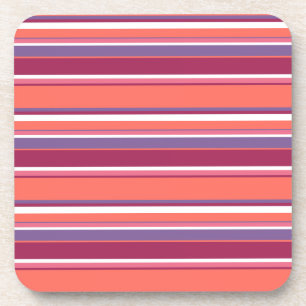Living coral, red and violet stripes coaster