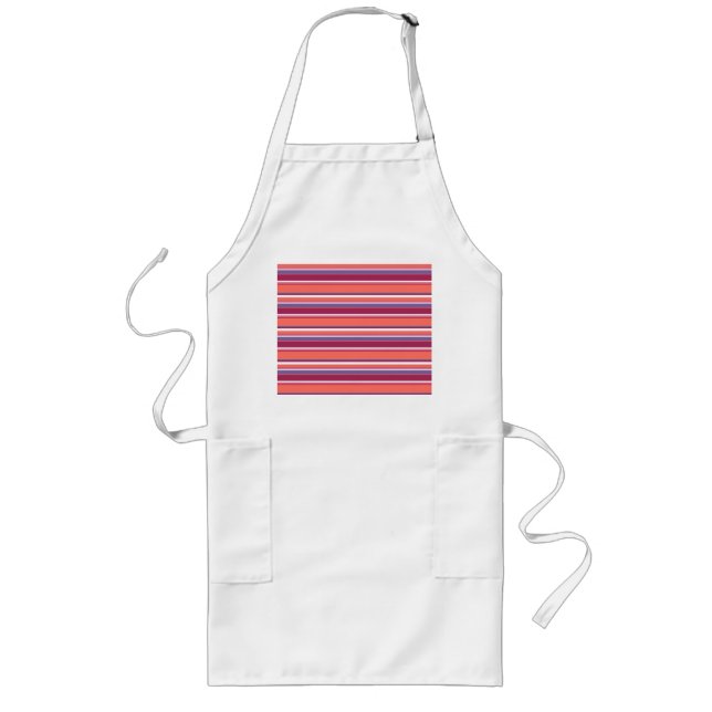 Living coral, red and violet stripes long apron (Front)