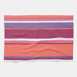 Living coral, red and violet tea towel