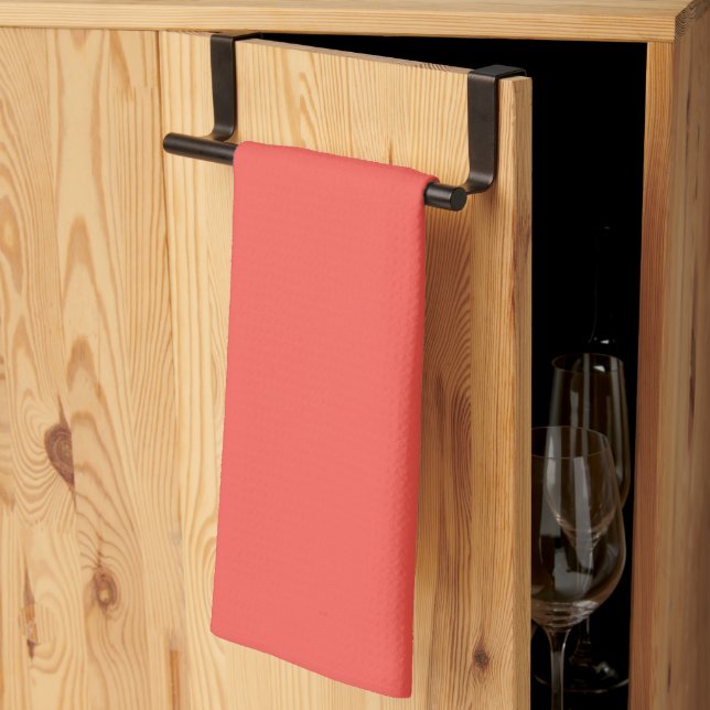 Living Coral Solid Colour  Tea Towel (Thirds Fold)