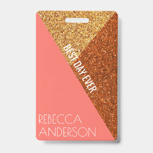 Living Coral Wedding VIP Creative Place Card ID Badge