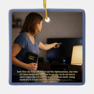 Living faithfully is enough ceramic ornament