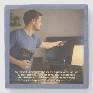 Living faithfully is enough stone coaster