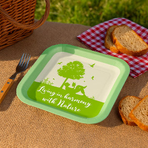 Living In Harmony In Nature Paper Plate