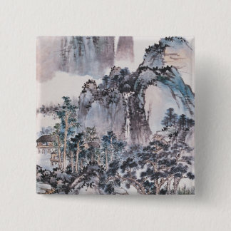 Living in the Mountains 15 Cm Square Badge