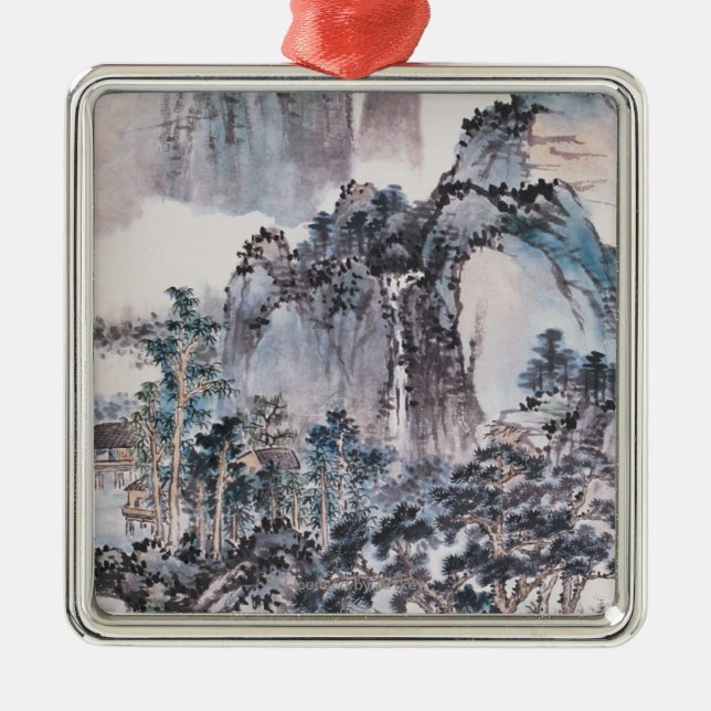 Living in the Mountains Metal Tree Decoration (Front)