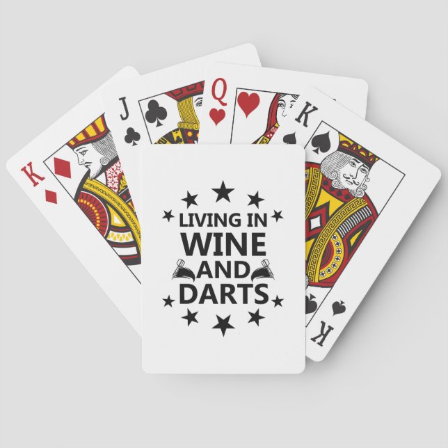 Living In Wine And Darts Playing Cards (Back)