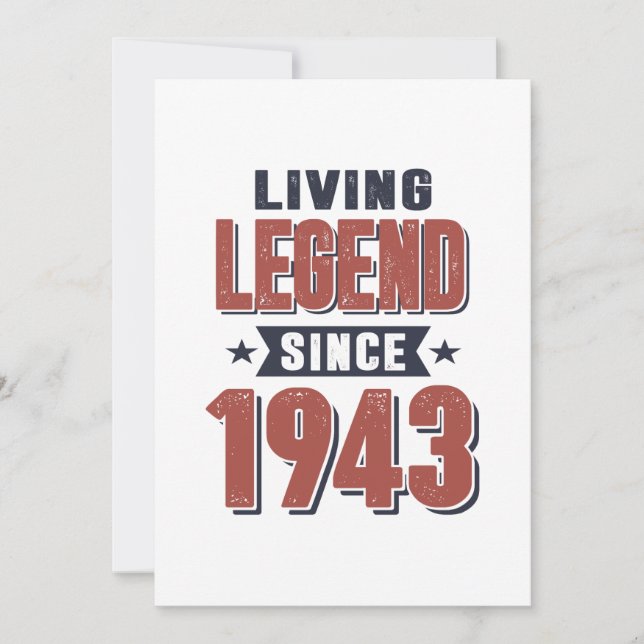 Living Legend Since 1943 Birthday Gift Invitation (Front)