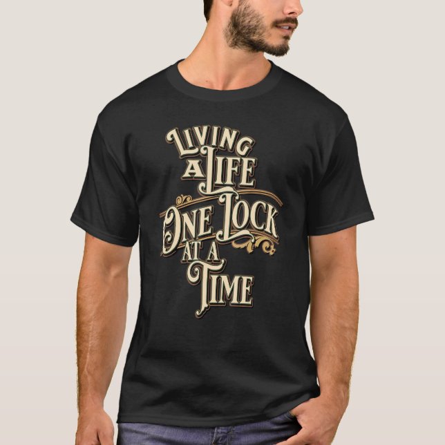 Living Life One Lock At A Time  Narrowboat Design T-Shirt (Front)