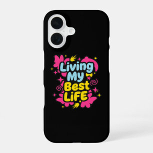 Living my best life colourful pop art graphics iPhone 16 case