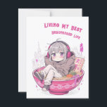 Living My Best Unbothered Life Postcard<br><div class="desc">Send a message — without trying too hard. This “Living My Best Unbothered Life” postcard blends anime sketch vibes with dry humour and laid-back energy. Featuring a tired-looking anime girl sprawled on a floating ramen bowl with neon city elements, it’s the perfect way to say “I'm here… but I’m not...</div>