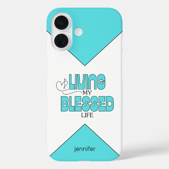 Living My Blessed Life Aqua Blue Case-Mate iPhone Case (Back)